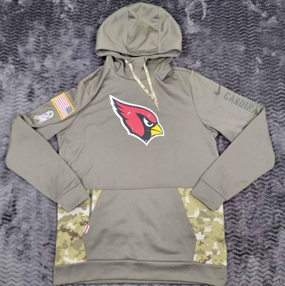 Nike NFL Arizona Cardinals Camo Green On Field Therma Fit Salute Service Hoodie